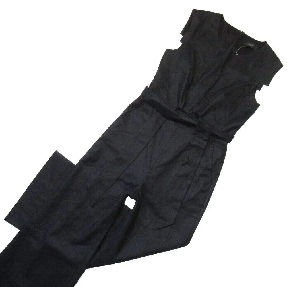 NWT J.Crew Resume Jumpsuit in Black Stretch Linen Belted Wide Leg 1-Piece 10P - Picture 3 of 6